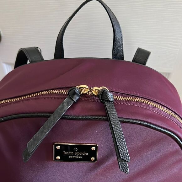Kate Spade Large Nylon Laptop Backpack In Burgundy - Picture 6 of 14